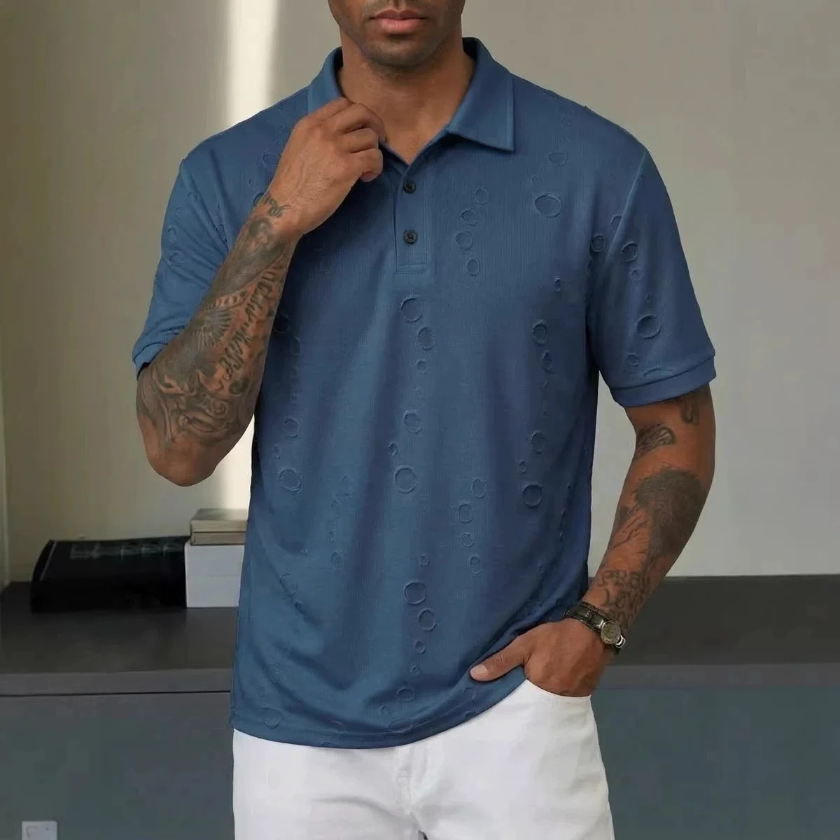 

Summer New Men's Casual Fashionable Polo Shirt, Breathable Short Sleeve Polo, Lightweight Outdoor Polo, Comfortable Sports POLO