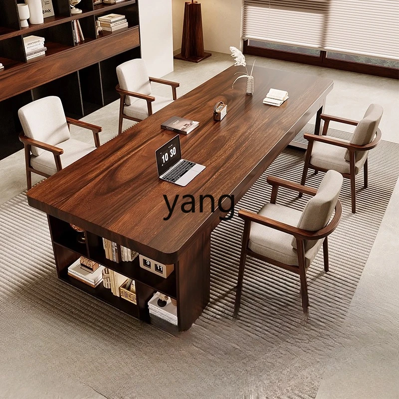 

LH walnut with bookcase storage drawer study desk home long table