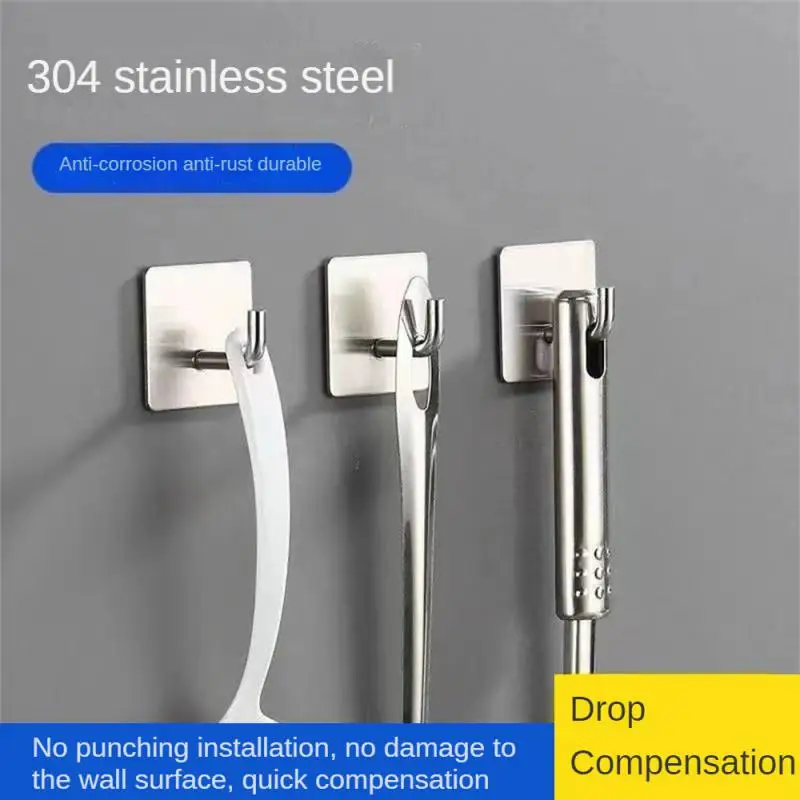 304 Stainless Steel Non-perforated Strong Load-bearing Viscose Hanging Clothes Trunk Hook Kitchen Wall Hook