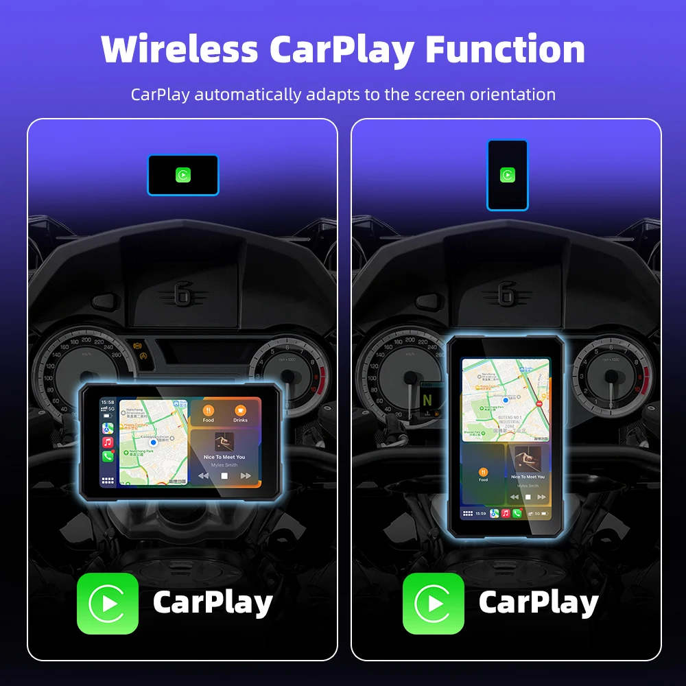M15 5 inch Rotating Display Screen for Wireless Carplay Android Auto Motorcycle TPMS GPS Navigation Portable Digital Monitor