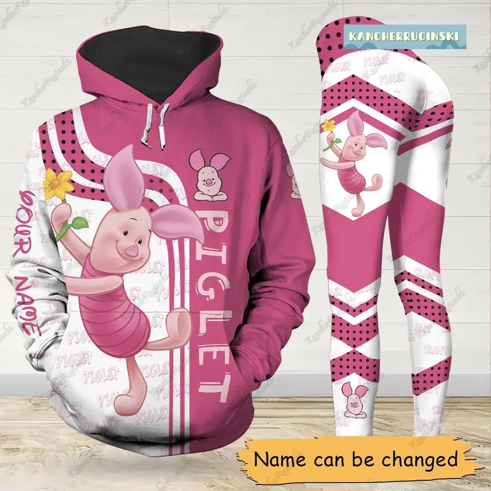 

2024 New Disney Piglet 3D Hoodie Women's Hoodie Suit Piglet Yoga Pants Sweatpants Fashion Sports Suit