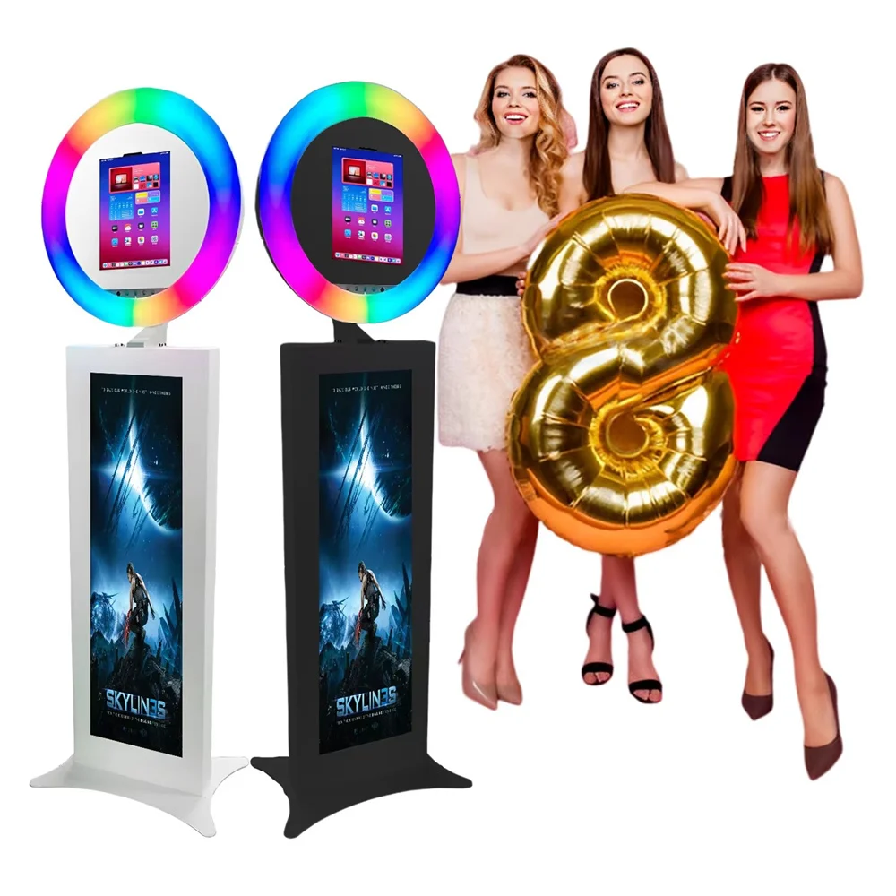 

Portable iPad Photo Booth Compatible with iPad 10.2" 10.9'' 11'' 12.9'' 13'' Selfie Photobooth Stand Machine with Flight Case