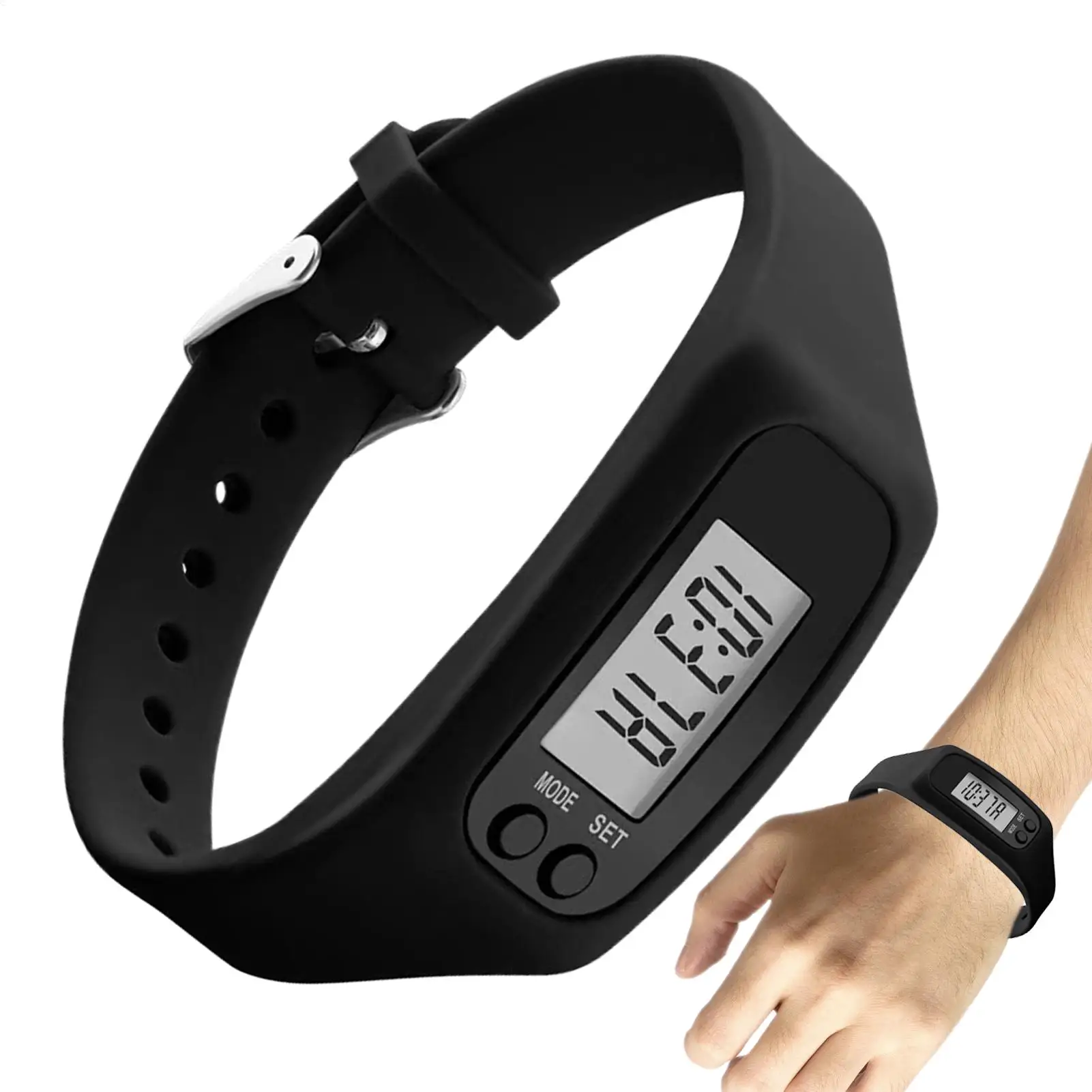 Step Counter Watch LCD Display No App Required Monitor Large Screen Watch with Pedometer for Daily Travel Commute Weekend