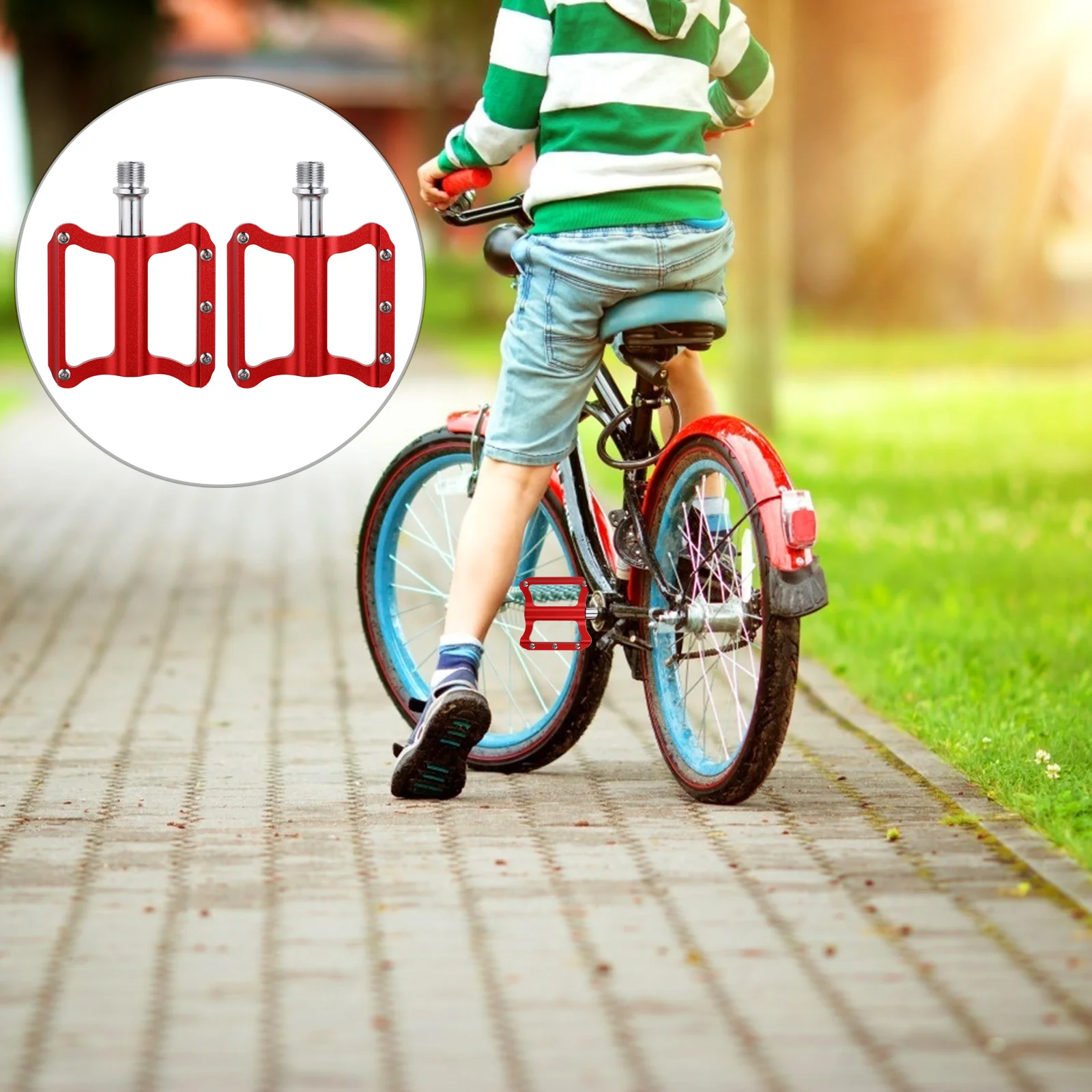 1 Pair Aluminium Alloy Pedals Flat Bike Pedals For Mountain Road Cycling Anti-Skid Durable Hollow Design Lightweight Spindle