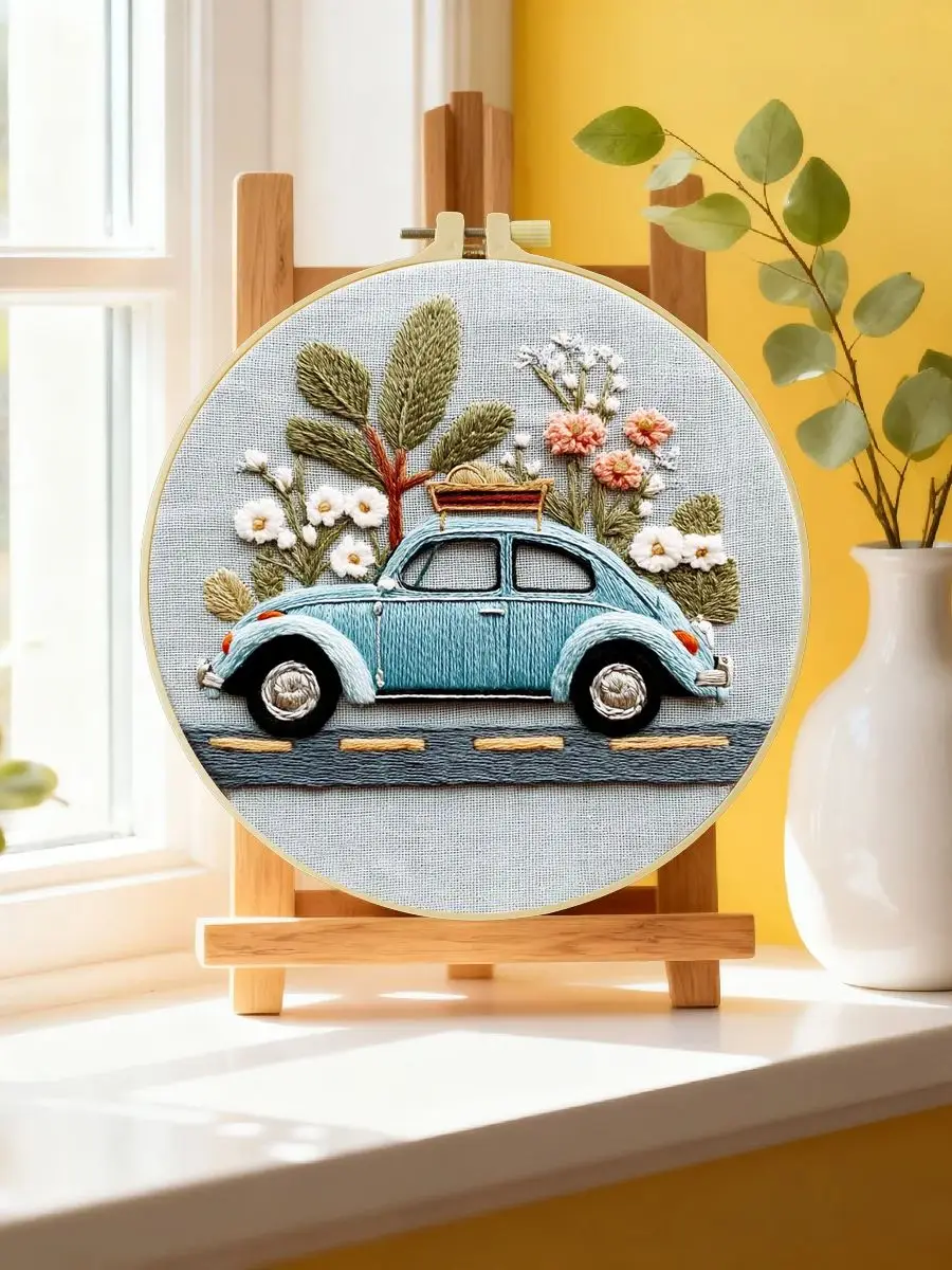 1 Stück 20X20CM/15X15CM 7,87/6,3 Zoll Auto-Stickerei-Starter-Kit DIY-Kit Stickerei-Set für Anfänger Heimdekoration – Detail 6