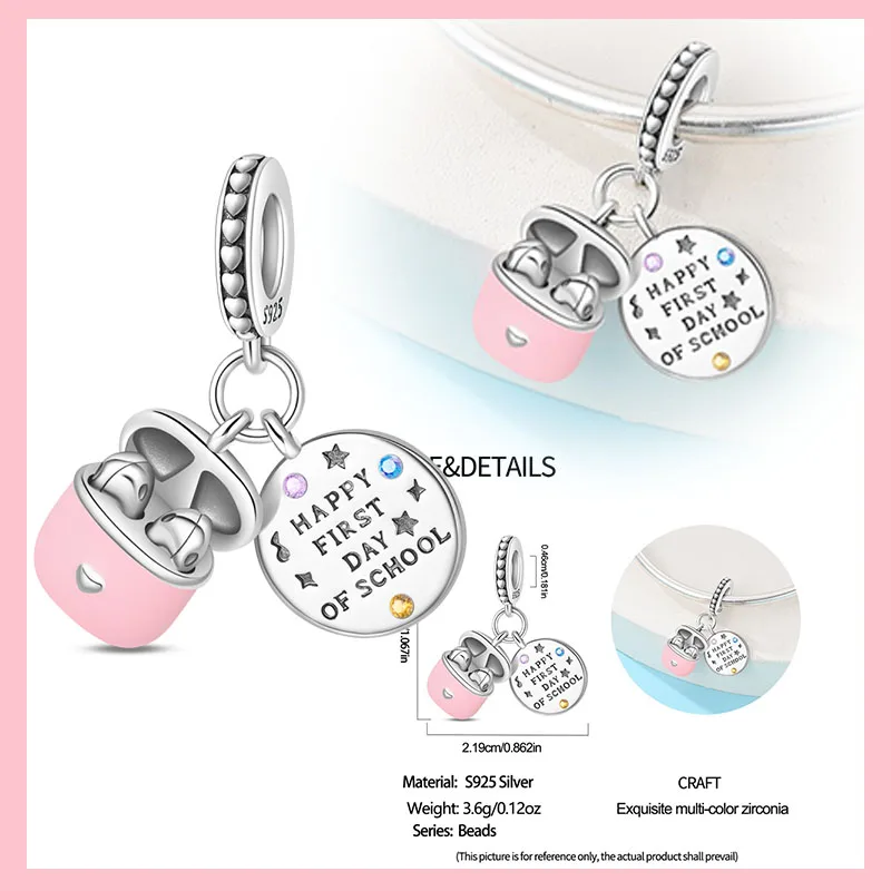 S925 فضة التصميم الأصلي سماعات بلوتوث الملونة الزركون 3 مللي متر سحر الخرز مناسبة للحزب غرامة صنع المجوهرات