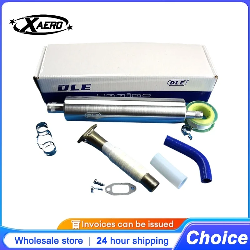 DLE20RA Long Exhaust Pipe Muffler Set with Accessories, High Performance Stainless Steel for RC Airplane Helicopter Gas Engine