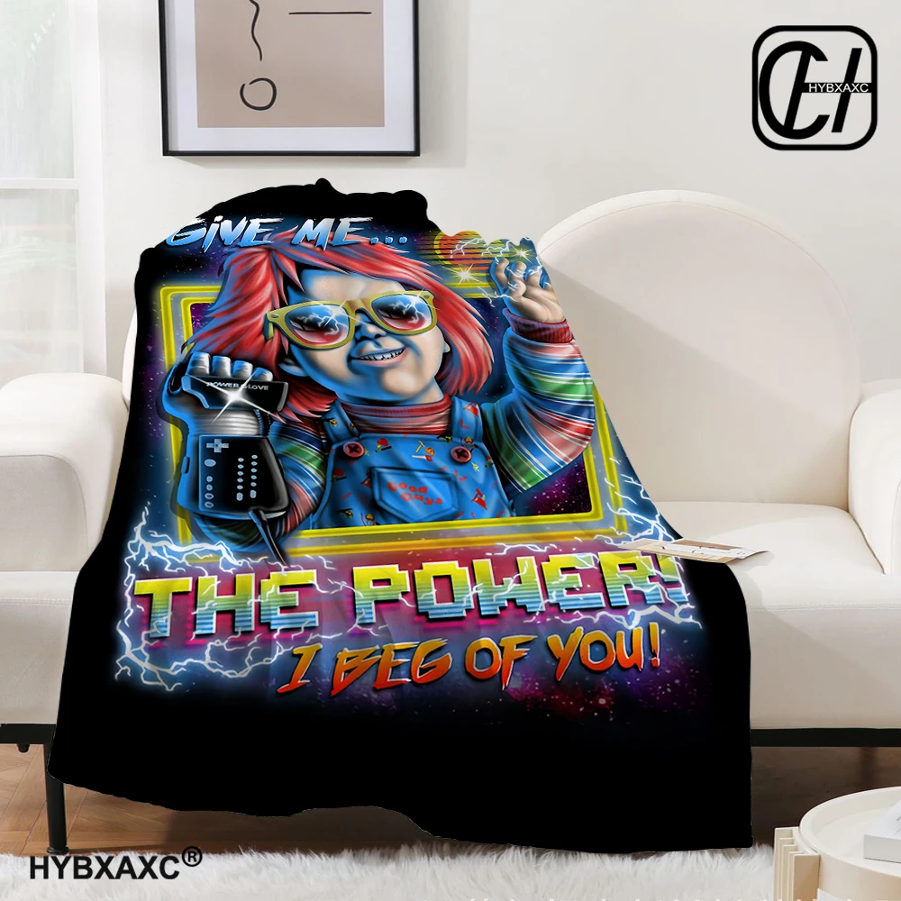 

Fashion Art HD Printed Horror Movie Character Chucky Blanket Family Bedroom Halloween Decoration Flannel Casual Sleeping Blanket