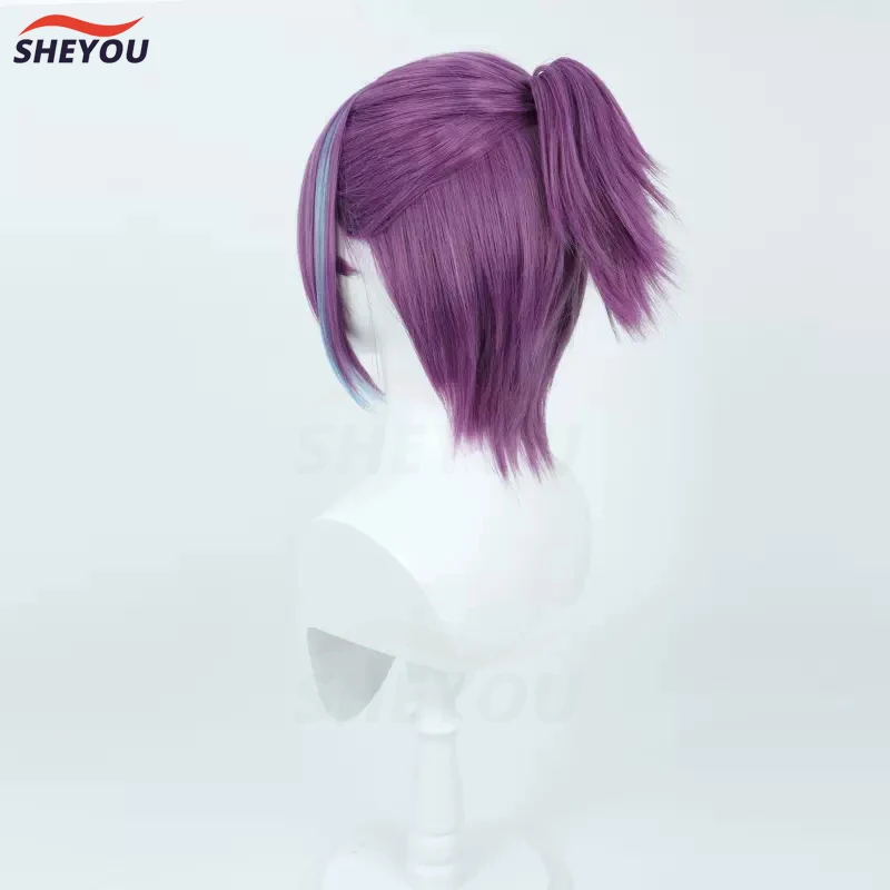 Kamishiro Rui Cosplay Peruca Projeto SEKAI FASE Colorido Mistura Roxo Azul Resistente ao calor Sintético Cabelo Partido Anime Perucas + Peruca Cap