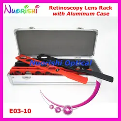 E03-10 Good Quality Ophthalmic Supplies Retinoscopy Trial Board Lens Rack Set Kit 6 Plastic Bars 30 Lenses Aluminum Case