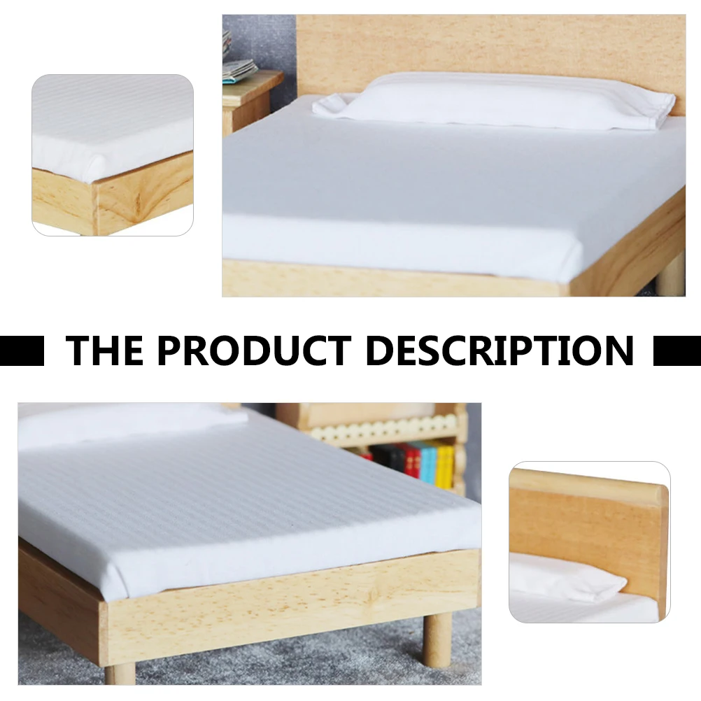 

1 pc Lovely Mini Double Bed For Kids Diy Dollhouse Accessories Oak Simulation Small Bed Playroom Furniture Craft Bedroom Decor