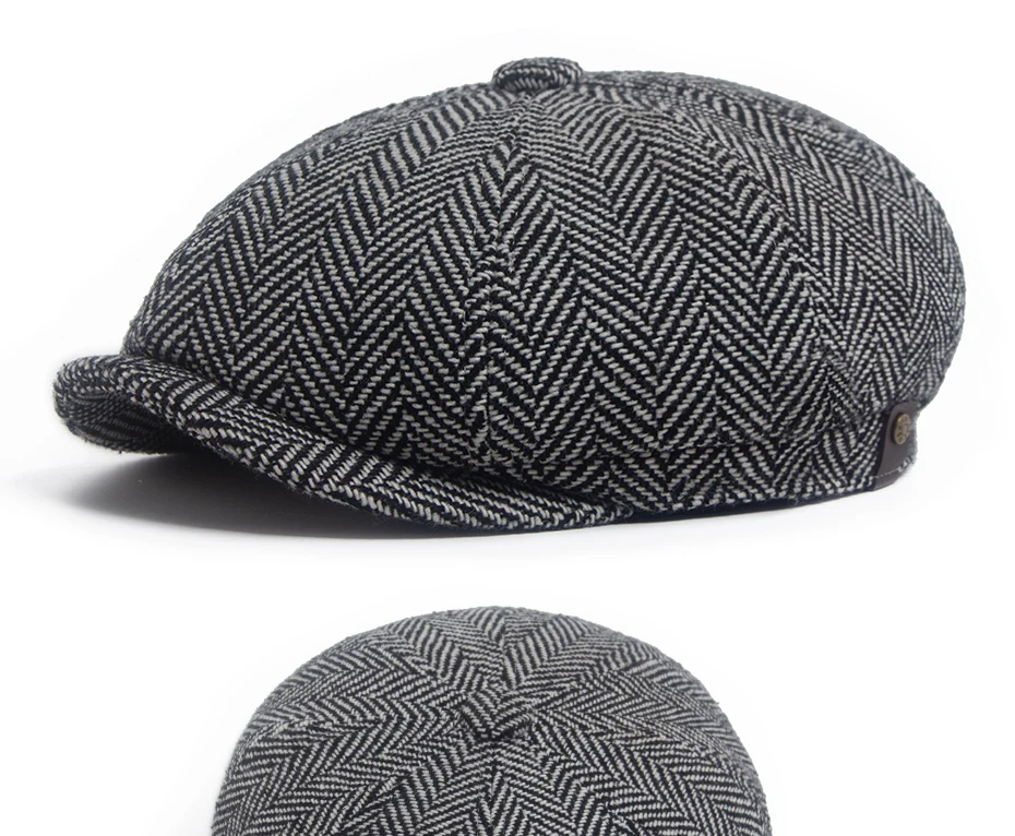 Neue Retro Fischgräten Zeitungsjunge Mütze Für Männer Herbst Winter Warme Baskenmütze Frauen Mode Vintage Hut Hip Hop Weibliche Flache Kappen Berets – Detail 6