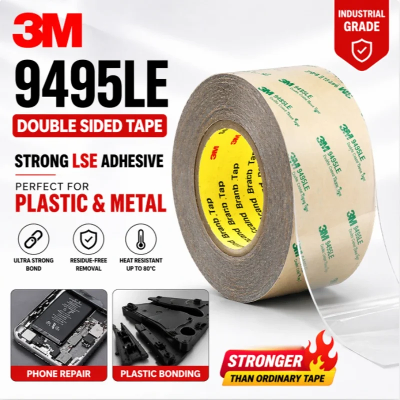3M 9495LE Double Sided Tape 300LSE PET Adhesive Tape High Bond Transparent Waterproof Heat Resistant Industrial Tape