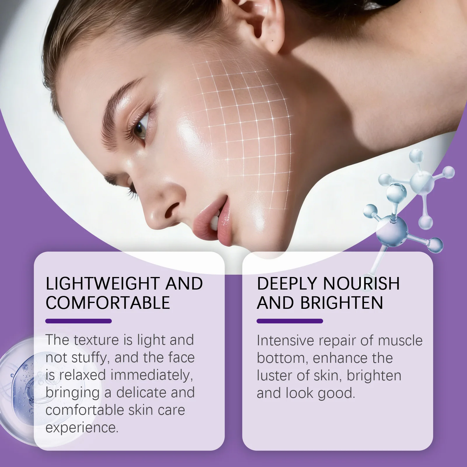 Anti-Aging Firming Facial Cream Roll-On Massage Design Reduce Fine Lines Anti-Wrinkle Skin Care Moisturizing Lifting Face Cream