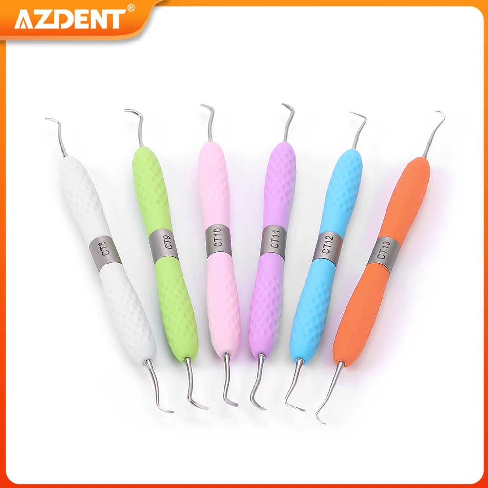 6PCS/Set AZDENT Dental Restoration Instrument Enamel Chisel Set Spoon Excavator Gingival Margin Trimmer Cord Packer Repair Probe