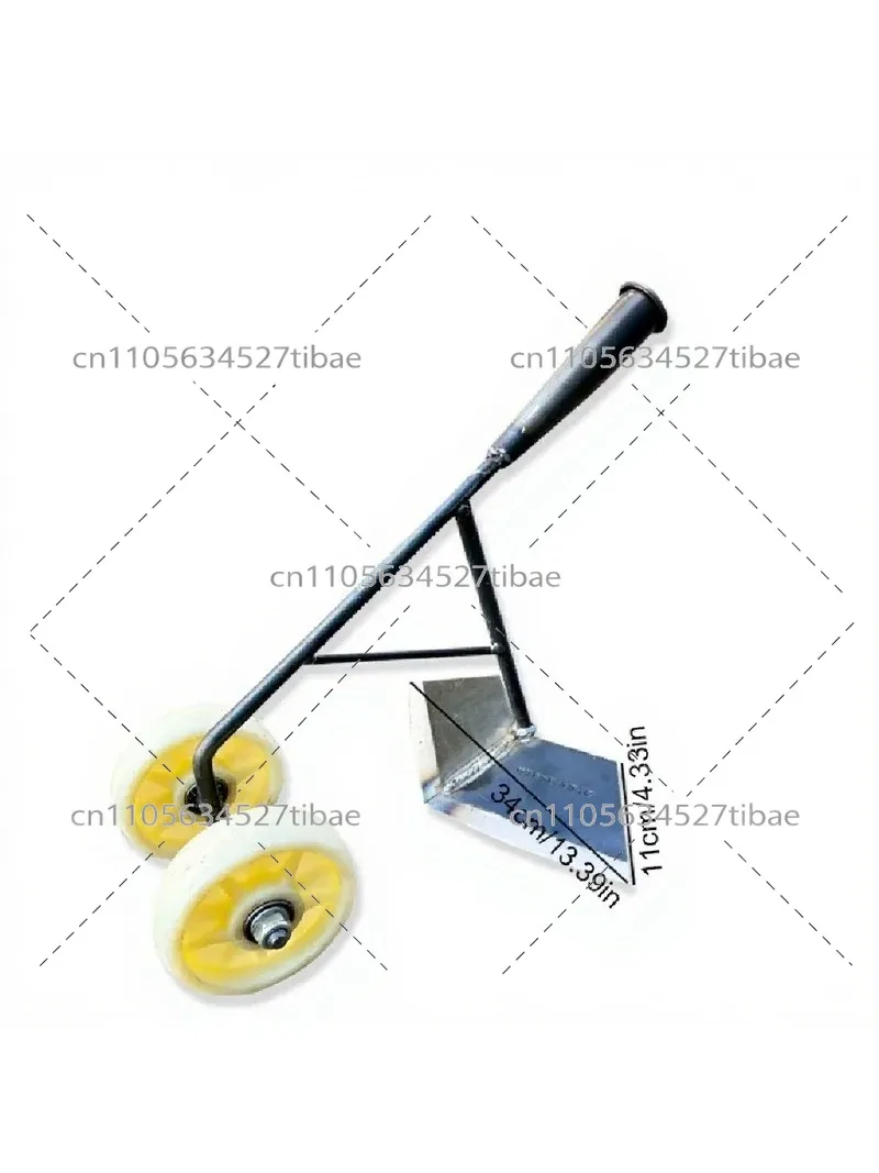 Household Hand Push Wheeled Hoe, Manganese Steel Weeder, Garden Hoe for Turning and Weeding Soil, Push Hoe Loosening Tool
