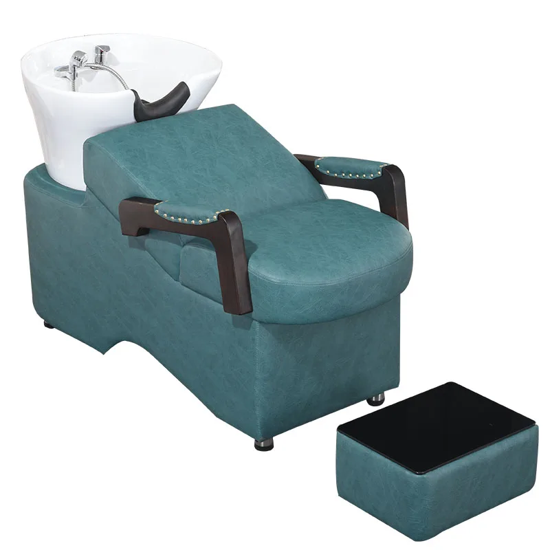 Shampoo Chair Barber Shop for Hair Salon Hair-Washing Chair Punch Bed Flushing Bed Ceramic Basin Factory Direct Sales