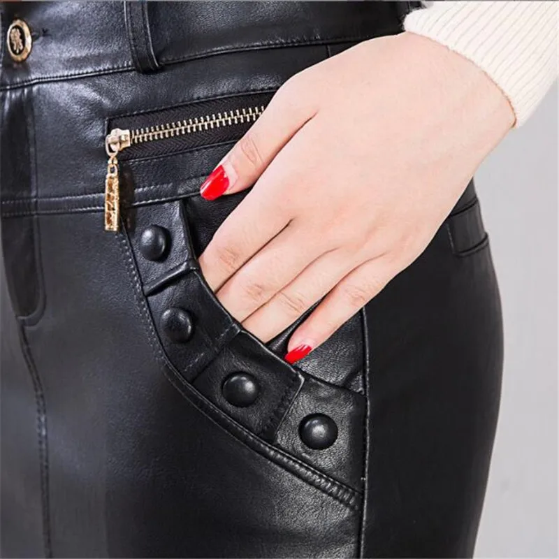 2024 New Fashion Sexy Was Thin High Waist Women\'s Clothing Black Skirt High Quality PU Leather Skirt Hip Elegant Women Skirt