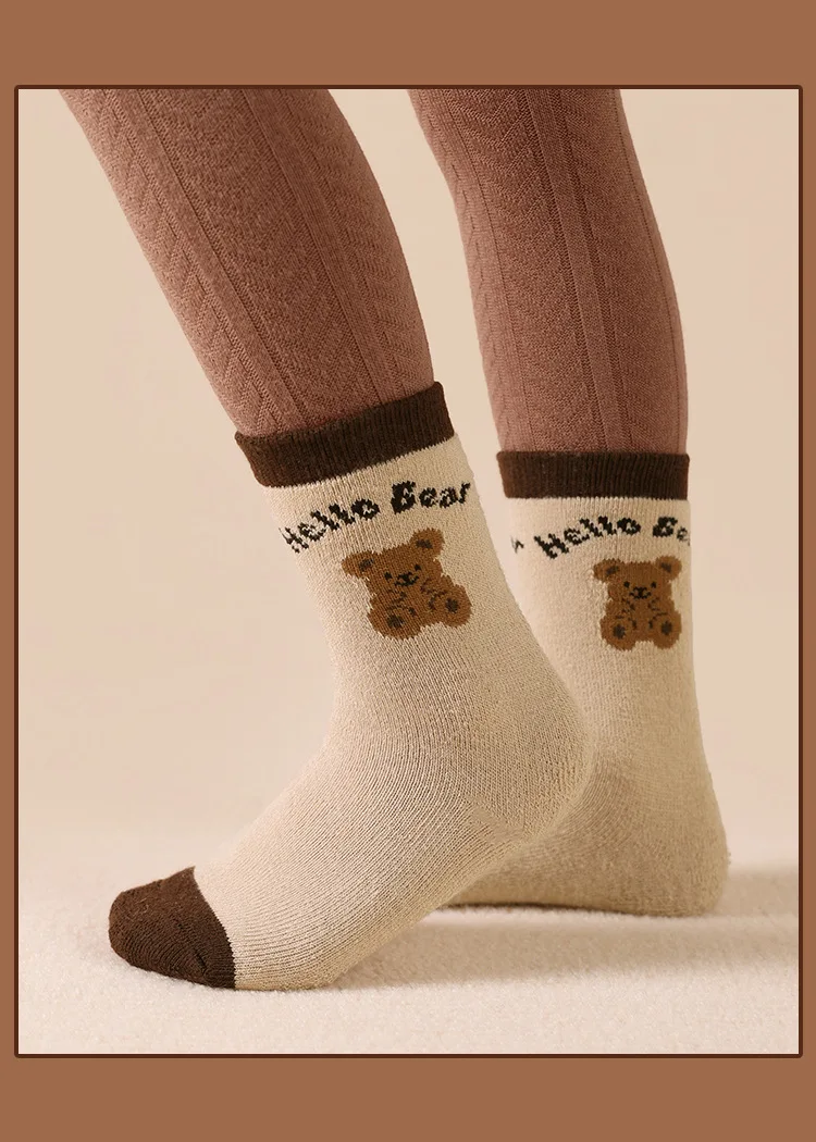 5 Paar Wintersocken, Thermo-Socken für Kinder, Jungen, Mädchen, Cartoon-Bär, warme Baumwollsocken, Plüschsocken für Kleinkinder – Detail 5