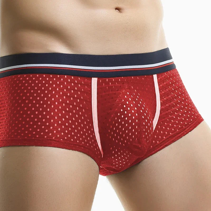 

Мужские трусы-боксеры из ледяного шелка, 1 шт., сетчатые, летние, тонкие, дышащие, с U-образным вырезом, сексуальные, для студентов