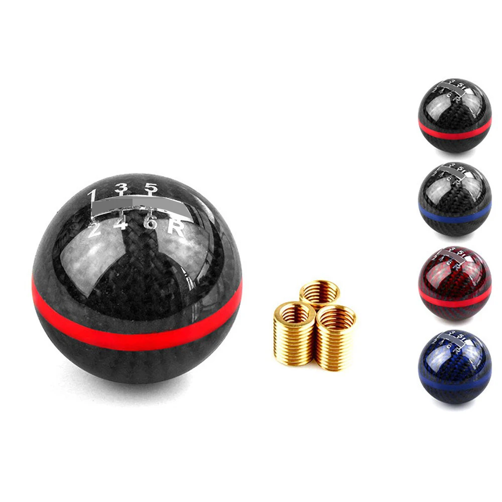 

Universal Carbon Fiber Car Shift Knob 5/6 Speed Manual Round Ball Gear Stick Shifter for Auto Racing Accessories