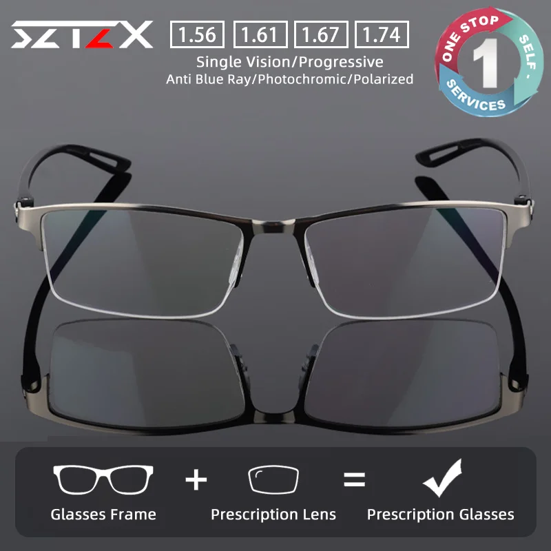 SZTZX Business Comfortable Prescription Glasses Anti Blue Light Oversize Frame Myopia Glasses Custom Progressive Reading Eyewear