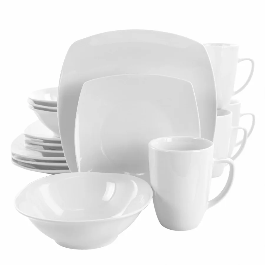 

Bishop 16 Piece Soft Square Porcelain Dinnerware Set in White