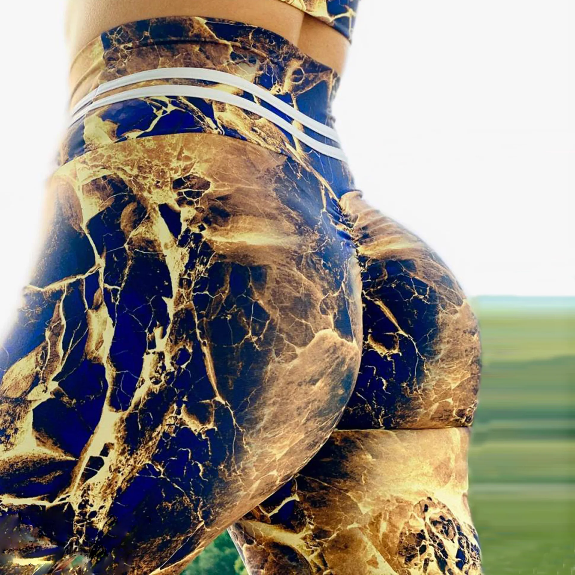 FCCEXIO-Pantalones con estampado 3D para mujer, mallas ajustadas con realce, para correr, Fitness, S-3XL