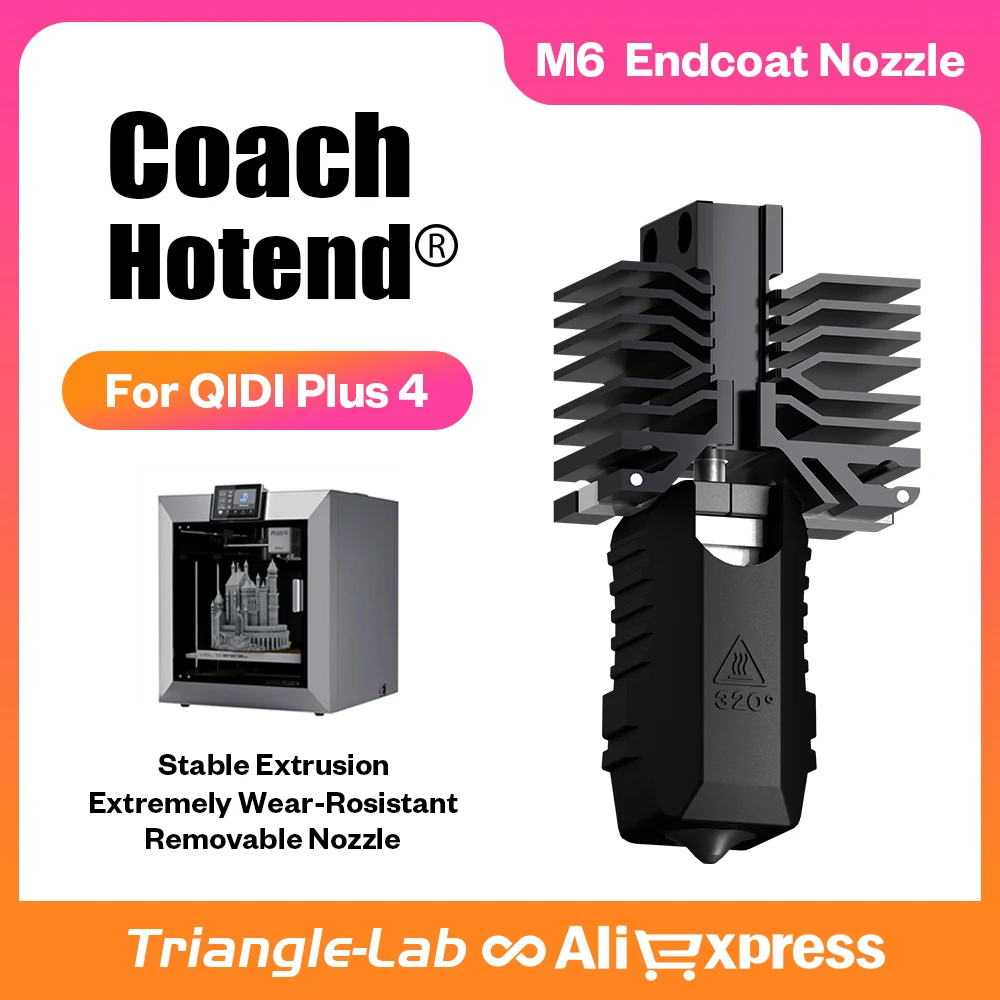 Trianglelab＆Phaetus Conch Hotend Perfect Fit for QIDI Plus4 Extremely Wear-Resistant Stable Extrusion Removable EndCoat Nozzle