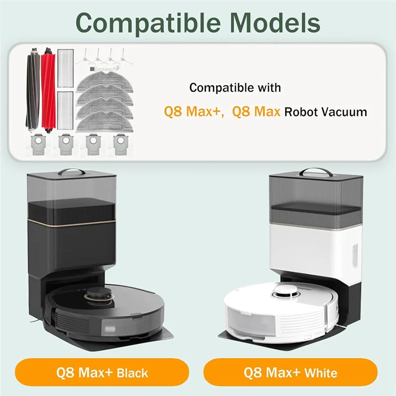 

For Roborock Q8 Max+ And Q8 Max Vacuum Cleaner Replacement Accessories Kit Main Side Brushes Filters Mop Pads Dust Bags