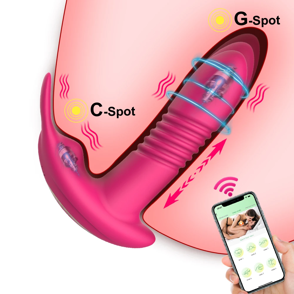 Vibrador telescópico giratorio para mujer, juguete sexual con Control por aplicación, penetración vaginal, consolador, masaje del punto G,