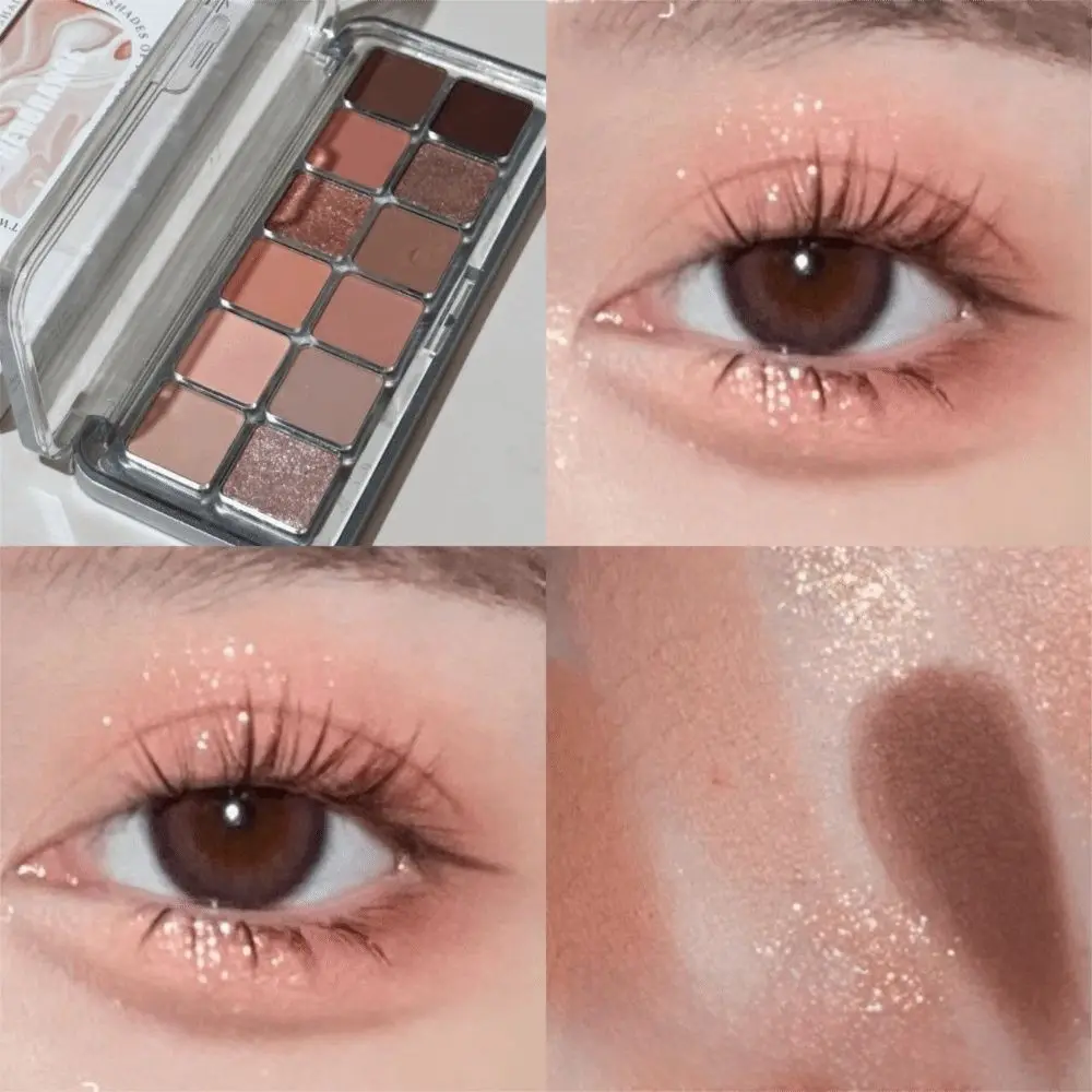 New 12 Color Pink Eyeshadow Palette Pearlescent Long Lasting Eye Makeup Palette Daily Matte Contouring Palette Women Cosmetic