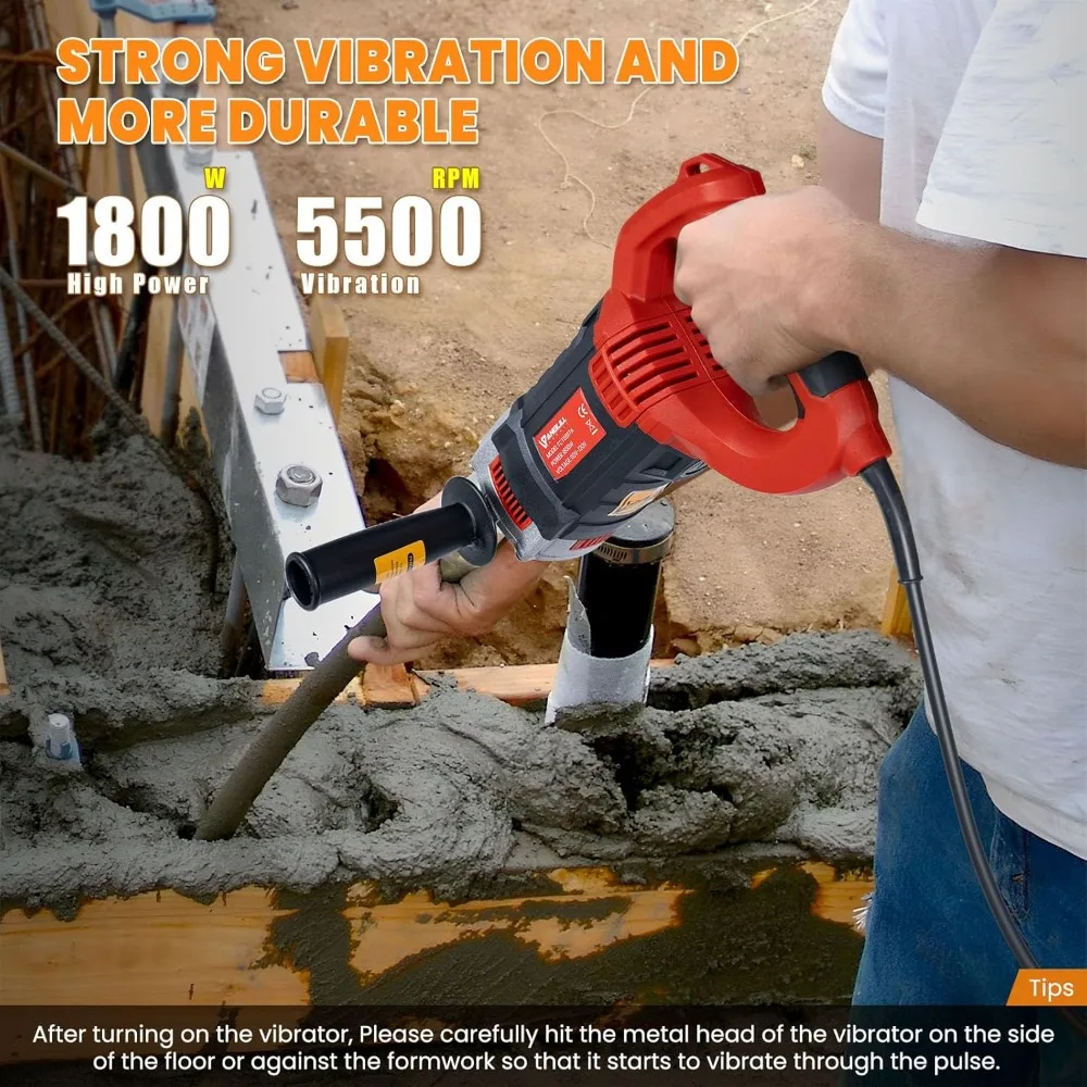 هزاز خرسانة 1800 وات 110 فولت، 2 متر هزاز كهربائي محمول 5500 دورة في الدقيقة، شاكر زجاجة 35 مم، قلم رصاص محمول أسمنتي فيبرار