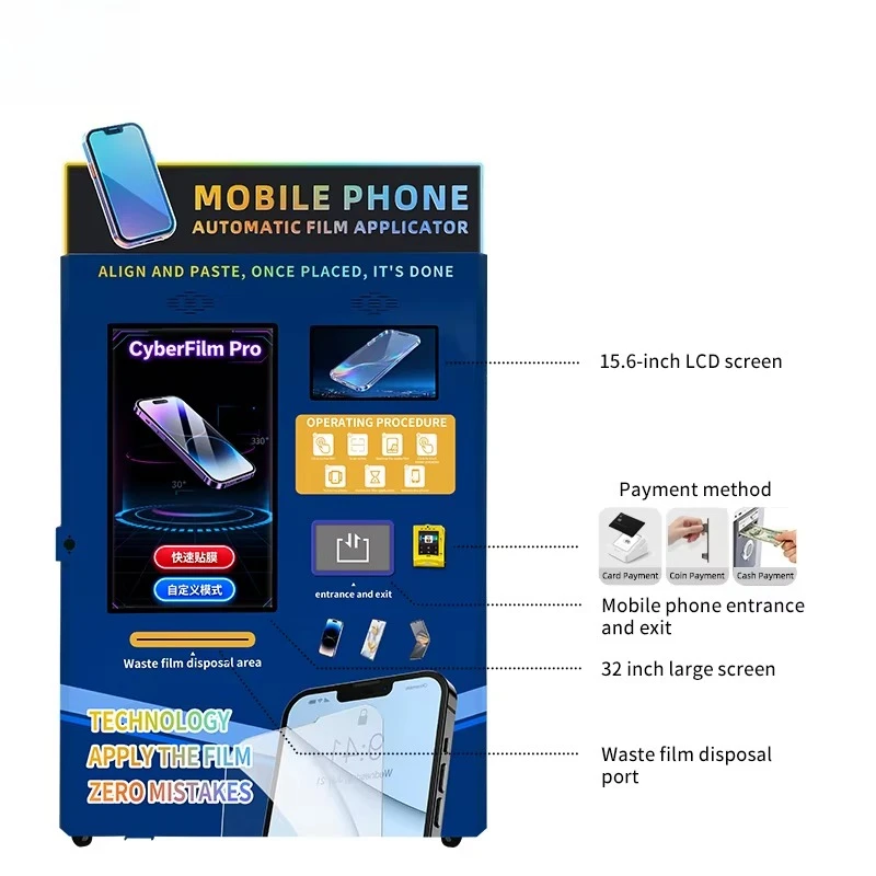 Aangepaste zelfbedieningsautomaat voor mobiele telefoonschermbeveiligers, nieuw idee, commerciële fabriekslevering, hoge efficiëntie