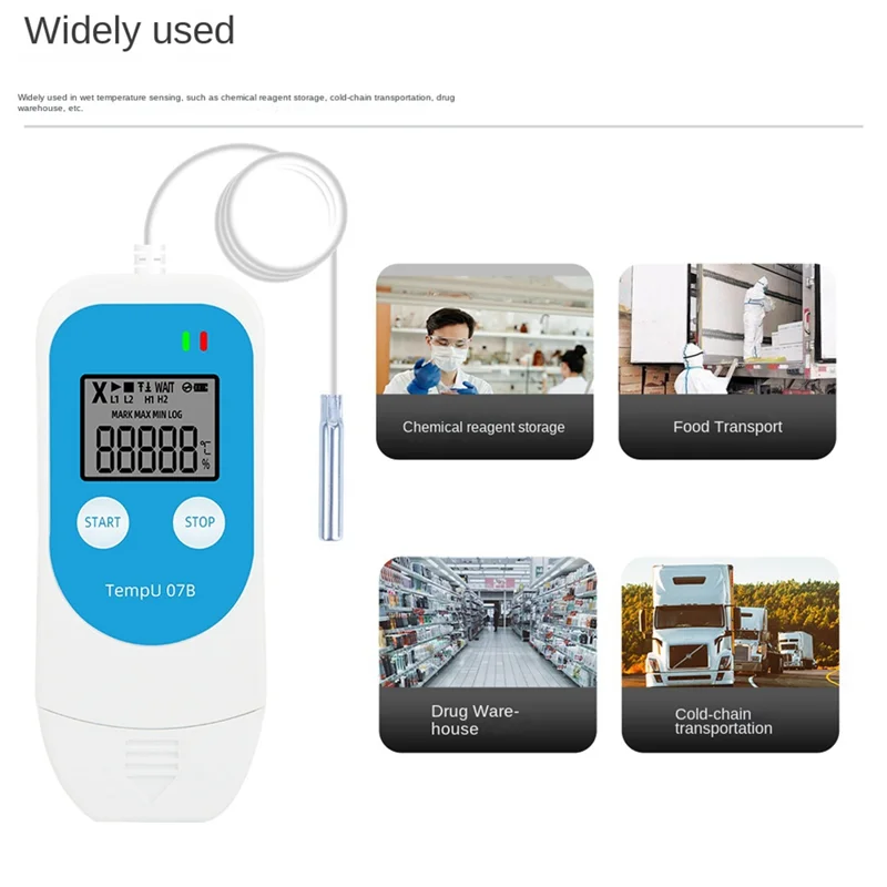 ABZZ-Tempo 07B مسجل درجة الحرارة/الرطوبة الرقمي USB مسجل بيانات ميزان الحرارة الرطوبة لتخزين الثلاجة