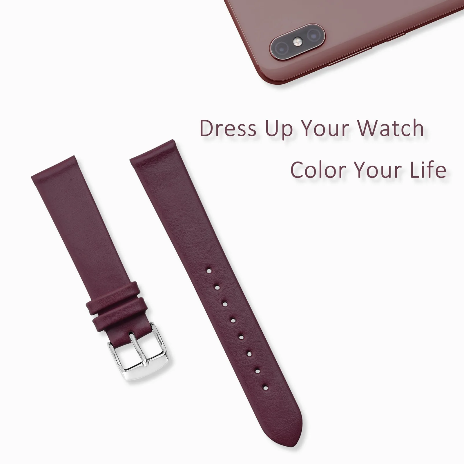 WOCCI Genuine Leather Watch Band Slim Wristband 13mm 14mm 16mm 18mm 20mm 22mm for Ladies Soft Watch Straps Stainless Steel Repla