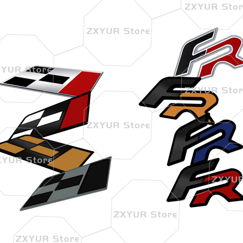 FR Race Flag Metal Emblem Car Steering Wheel Badge Sticker Emblem Decal For Ibiza Leon Ateca Exeo Alhambra Tarraco Exeo