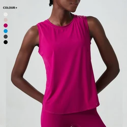 Camiseta sin mangas de Yoga para mujer, Camiseta holgada de Fitness para correr, chaleco transpirable de secado rápido para gimnasio, ropa deportiva de entrenamiento para mujer