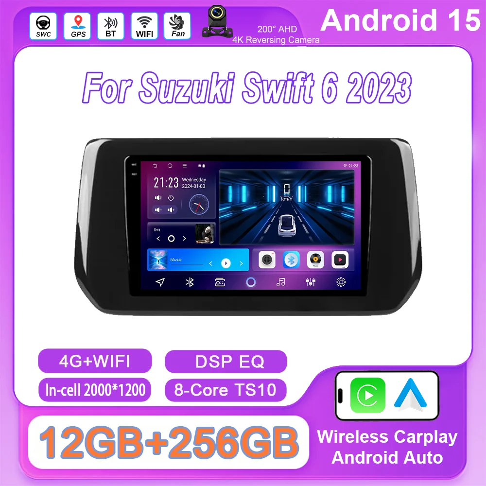 

Android 15 For Suzuki Swift 6 2023 Auto Multimidia Video Player High-Performance CPU GPS Navigation Head Unit NO 2DIN DVD WIFI