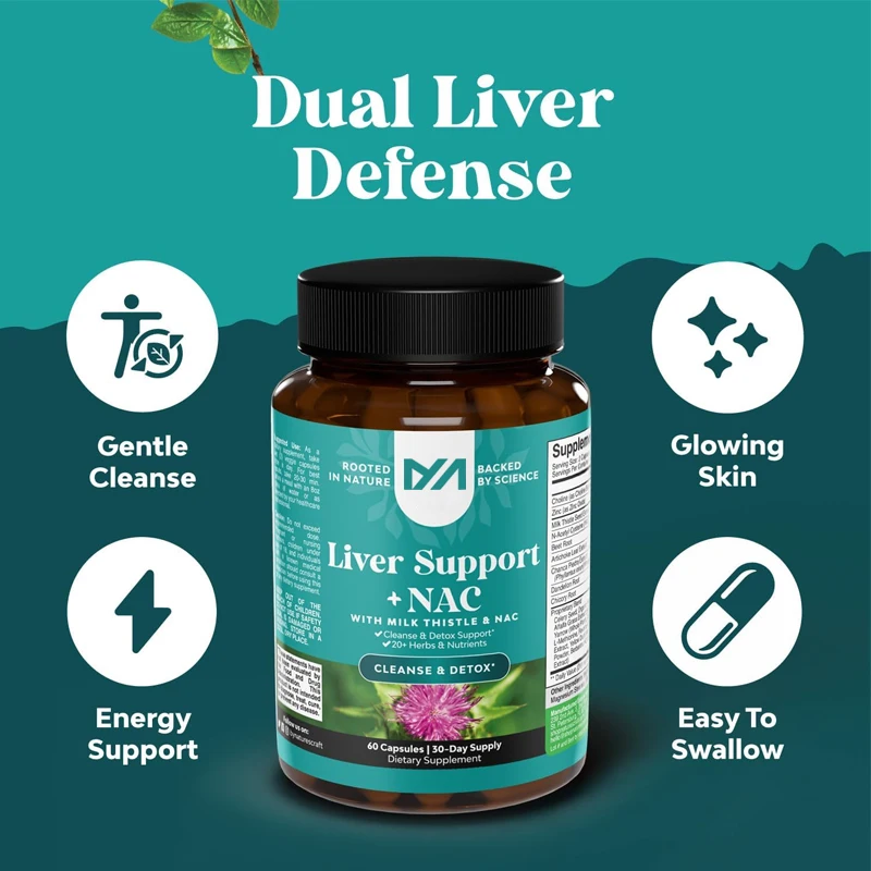 NAC liver support supplement - containing N-acetylcysteine choline tartrate and aspartic acid for liver cleansing