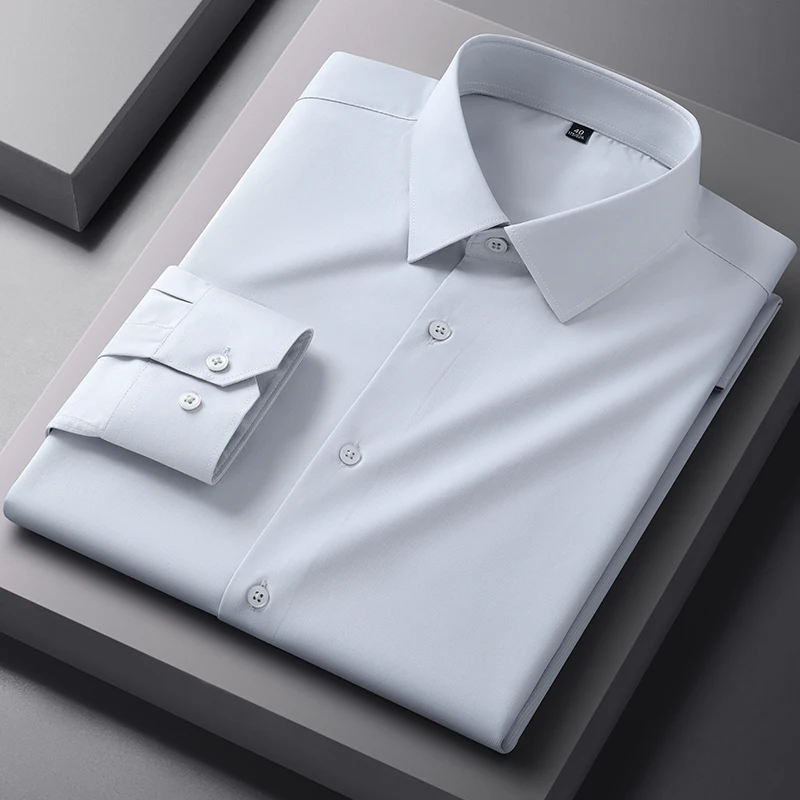 

Mulberry Silk Men's Shirt, Business Formal Office Long Sleeve Shirt, Smooth Breathable Comfortable Stretch Wrinkle-Resistant