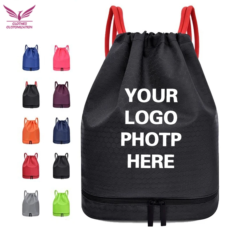 

Custom logo outdoor Drawstring Sports Backpack Large Capacity badmintonta bag personality customization waterproof Nylon backpac