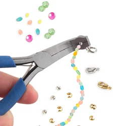 Durable Carbon Steel Round Hole Pliers for Beading Jewelry Crafting Repairs Double-Leaf Spring Smooth Operation Anti-Slip Handle