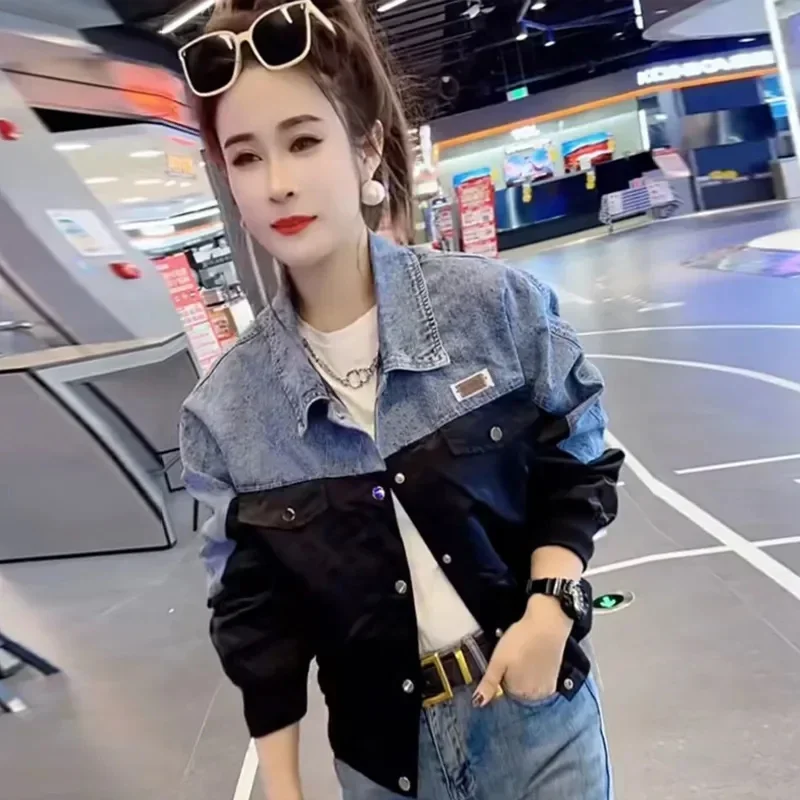 Short Denim Jacket Women Loose 2024 Summer Spring And Autumn Coat Women Slim Sweet Jacket Joker Coat Color Matching Embroidery