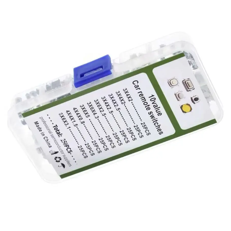250PCS Automotive Touch Switch Assorted Sizes Pack of 25 Each 10 Varieties of Patch Car Switch Buttons for Electronics