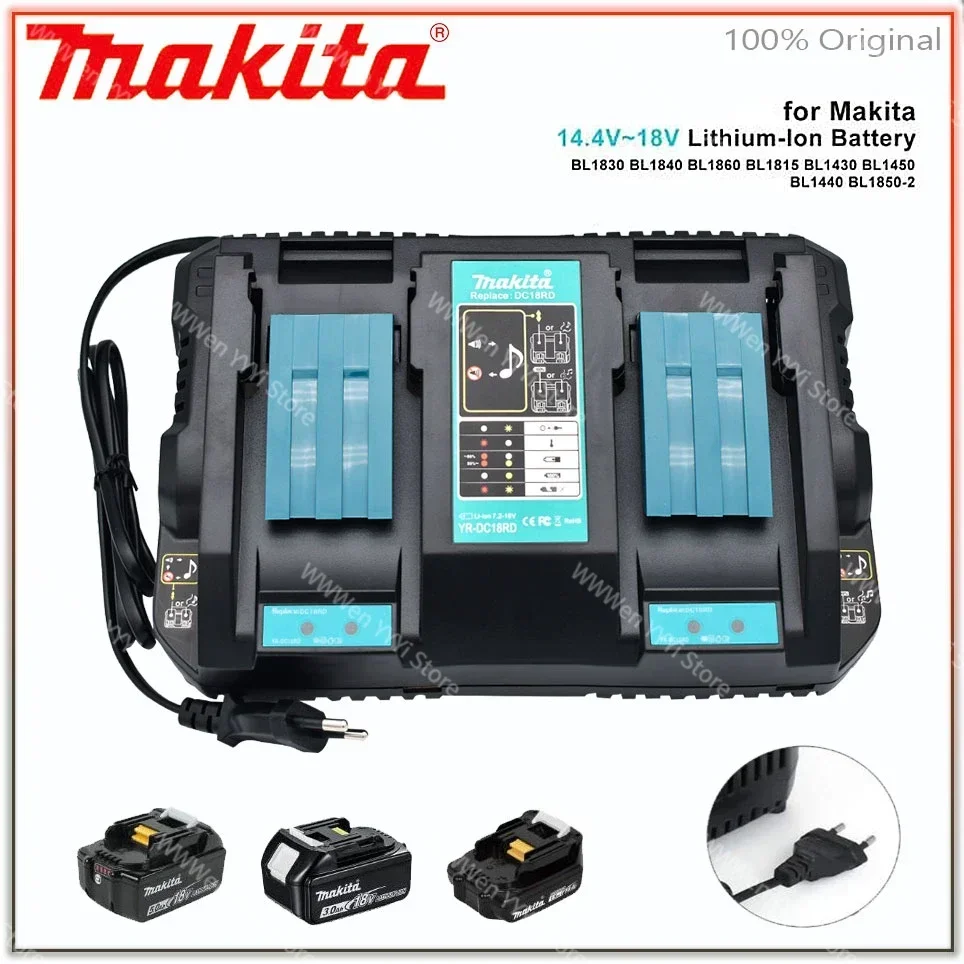 

Makita 4A Hot Double Battery Charger For 14.4V 18V Charging Current BL1830 BL1815 Bl1430 BL1420 DC18RC DC18RD DC18RA Power Tool