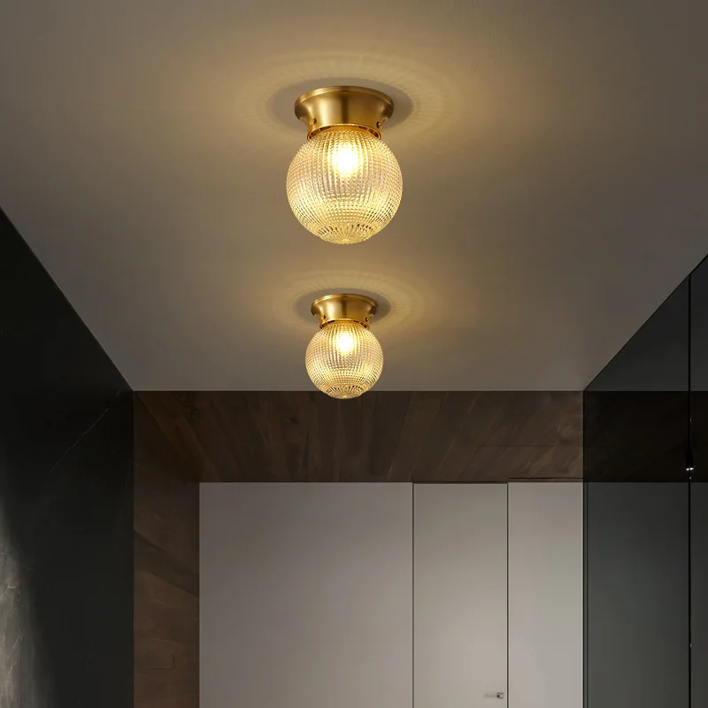 

American Copper LED Ceiling Light Fixtures Kitchen Hallway Balcony Porch Modern Simple Ceiling Lamps Luminaria