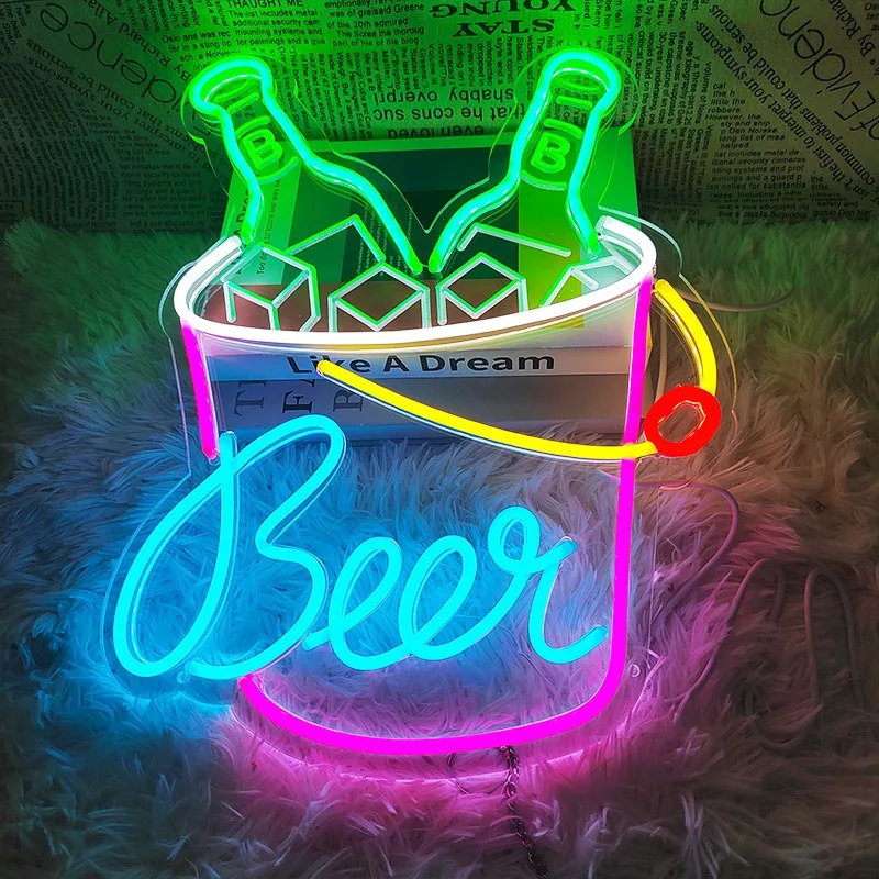 Imagem -04 - Beer Cheers Neon Led Sign Cocktail Lights Wall Decor Homem Caverna Bar Casa Pub Festa Clube Restaurante Loja