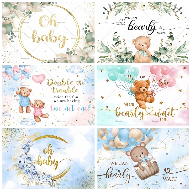 

Newborn Baby 1st Birthday Backdrops For Photography Flowers Bear Boy And Girl's Party Decor Photographic Background Photo Studio