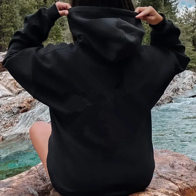 Hooded Sweater Women's Autumn Winter Solid Long Sleeve T-shirt Basic Dark White Hoodie T-shirt Tops Y2k Clothes Streetwear Women